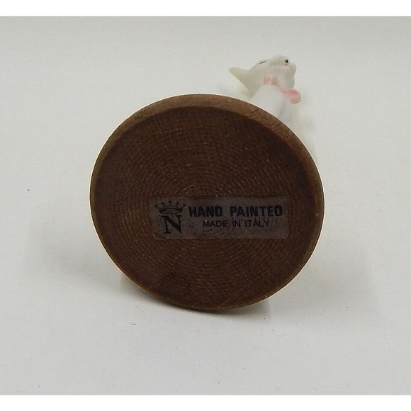 Capodimonte Miniature Siamese Cat Long Neck Bowtie Hand Painted Wooden Base - Picture 7 of 9